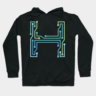 Alphabet H Circuit Typography Design Hoodie